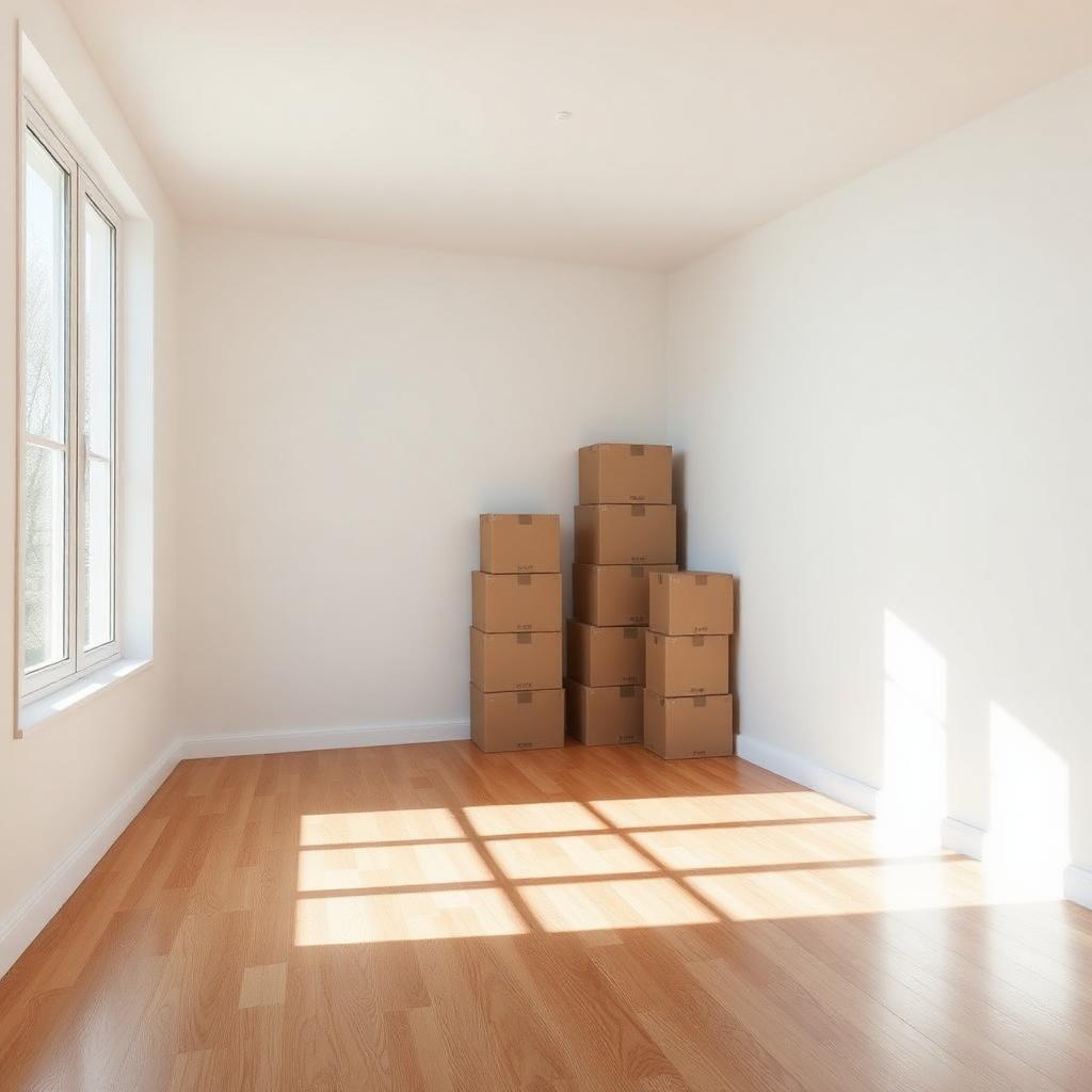 Empty bright room with moving boxes — move-in cleaning in Avon, OH