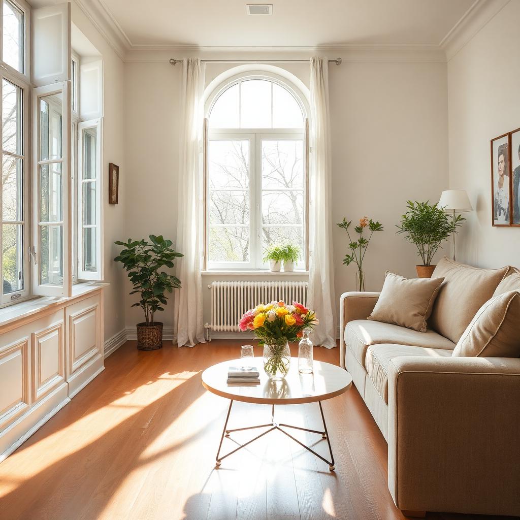Bright sunlit living room ready for spring cleaning in Avon, OH